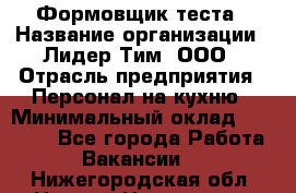 Формовщик теста › Название организации ­ Лидер Тим, ООО › Отрасль предприятия ­ Персонал на кухню › Минимальный оклад ­ 23 500 - Все города Работа » Вакансии   . Нижегородская обл.,Нижний Новгород г.